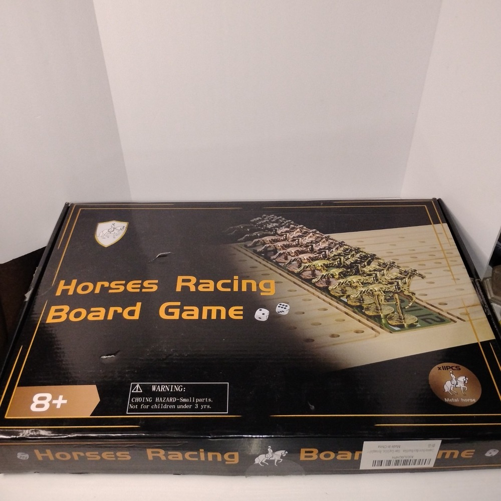 Horse Race Board Game  Durable‎ Metal horses  Solid Wood Board Complete